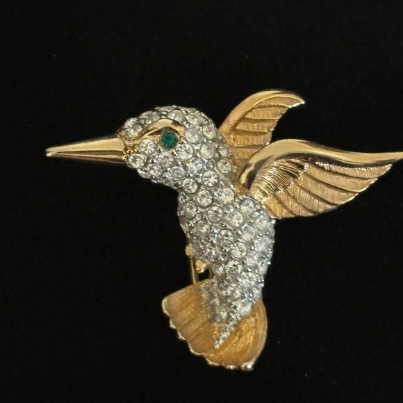 Crystal hummingbird brooch - Picture 6 of 9